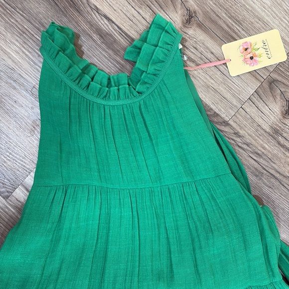 Entro Kelly Green Tiered Midi Dress Women's Size Small S High Neck Halter NWT - Picture 9 of 15